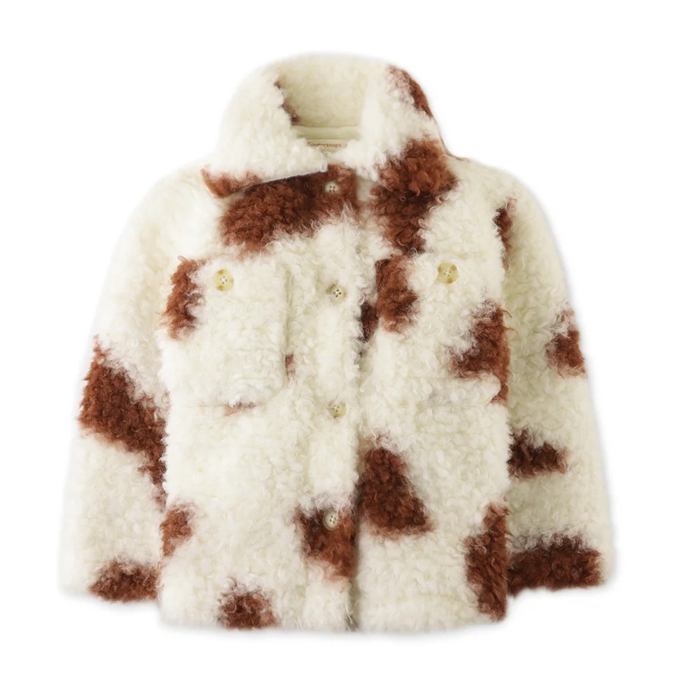 Kids Fuzzy Brown and White Jacket